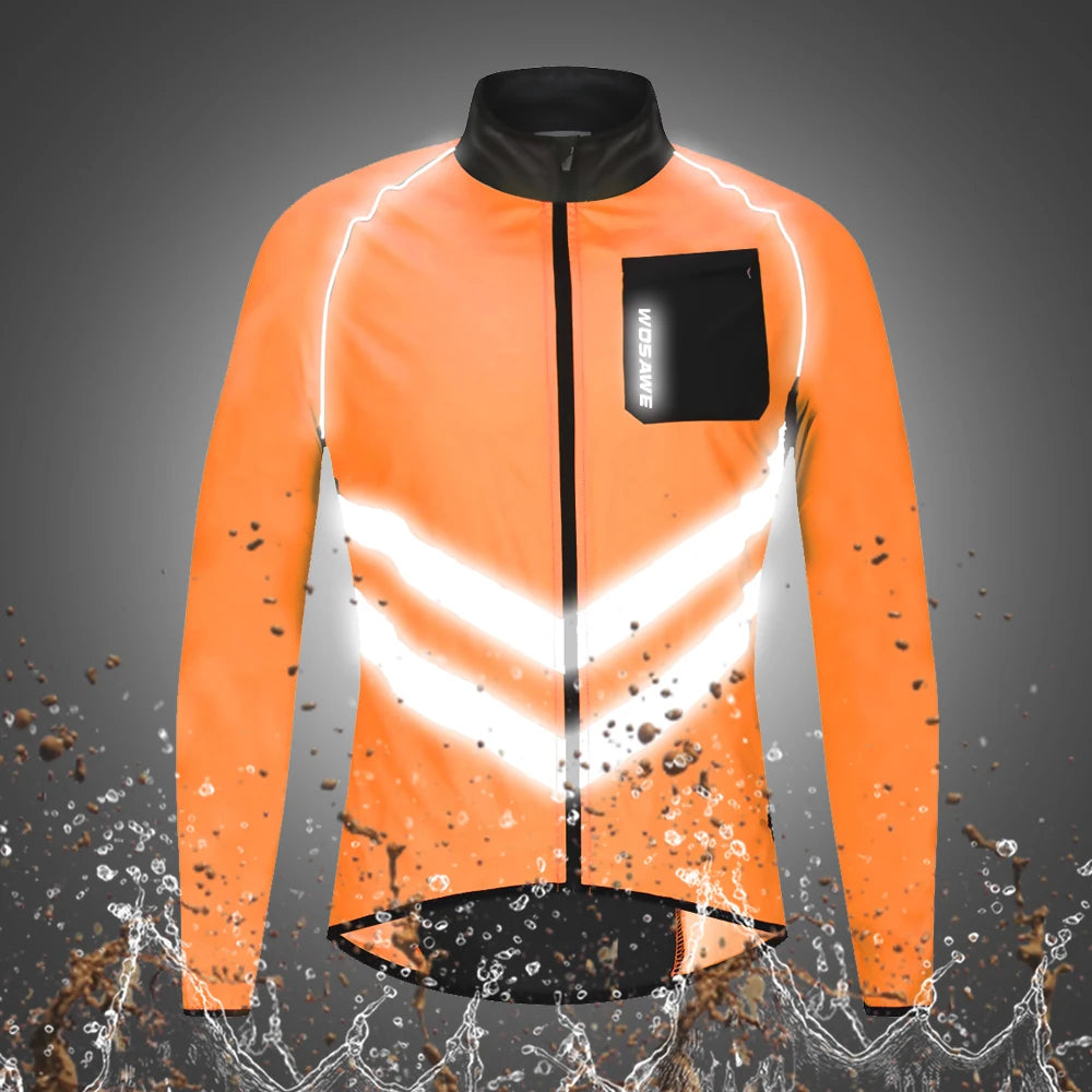 WOSAWE Windproof Running Sports Jacket Men Women Reflective Water Repellent MTB Cycling Jogging Gym Workout Top Windbreaker