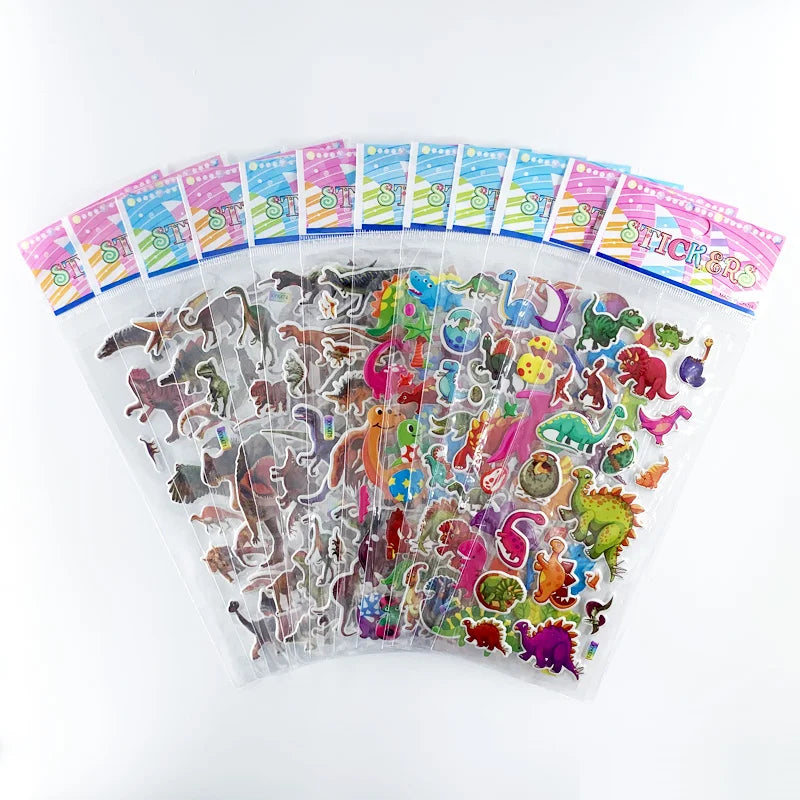 12 Sheets/Set Engineering Vehicle Excavator Cars Cartoon Bubble Sticker for Kids Boys Scrapbooking Cognitive Educational Toys