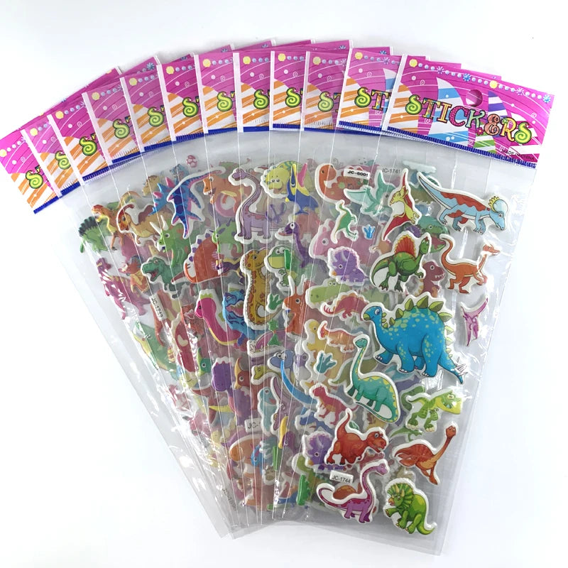 12 Sheets/Set Engineering Vehicle Excavator Cars Cartoon Bubble Sticker for Kids Boys Scrapbooking Cognitive Educational Toys