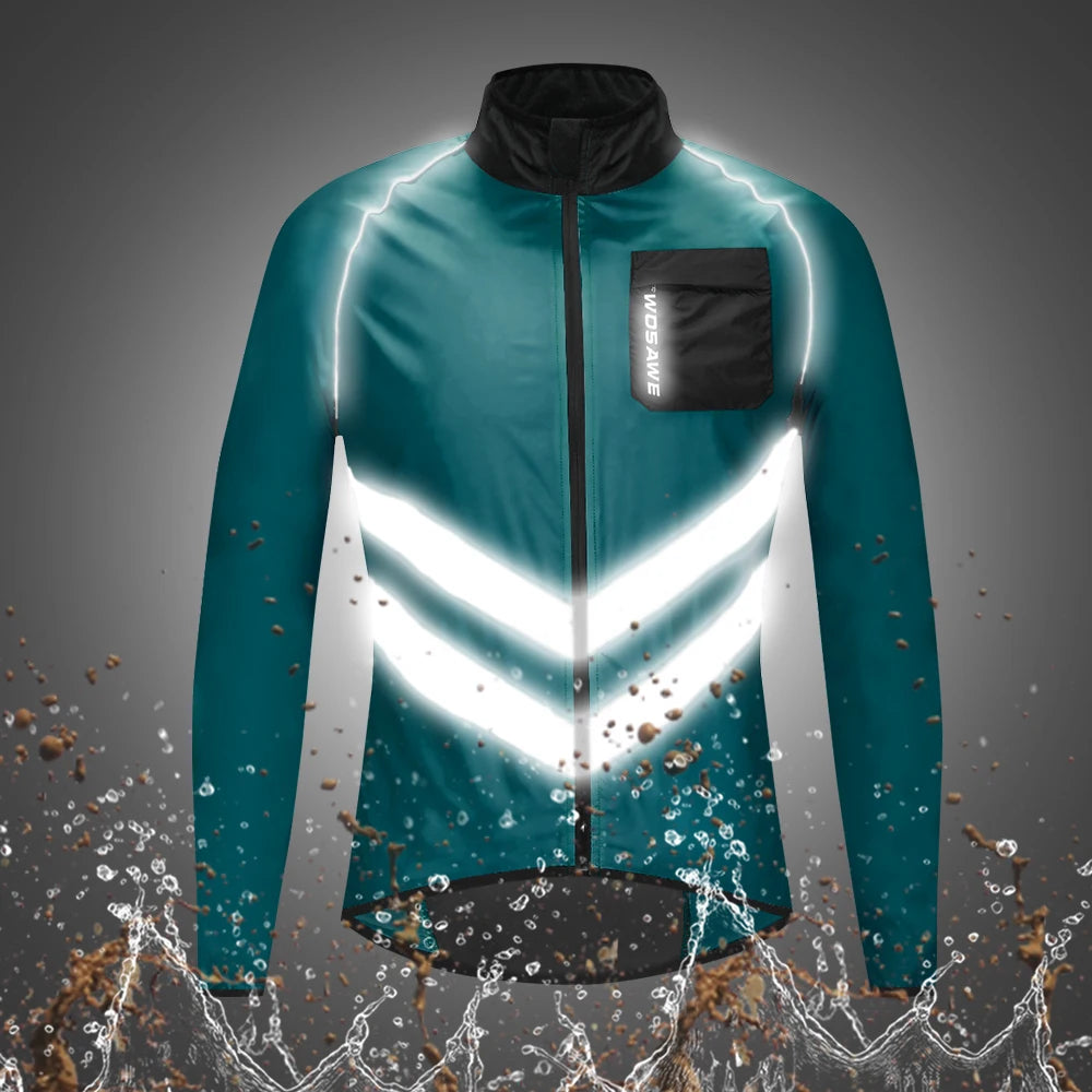 WOSAWE Windproof Running Sports Jacket Men Women Reflective Water Repellent MTB Cycling Jogging Gym Workout Top Windbreaker