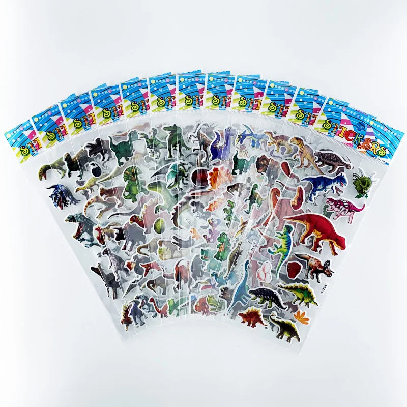 12 Sheets/Set Engineering Vehicle Excavator Cars Cartoon Bubble Sticker for Kids Boys Scrapbooking Cognitive Educational Toys