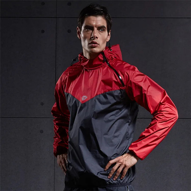 Vansydical Men Hot Sweat Sports Jackets Zipper Running Tops Windproof Outdoor Sport Hoodies Quick Perspiration Gym Sauna Clothes