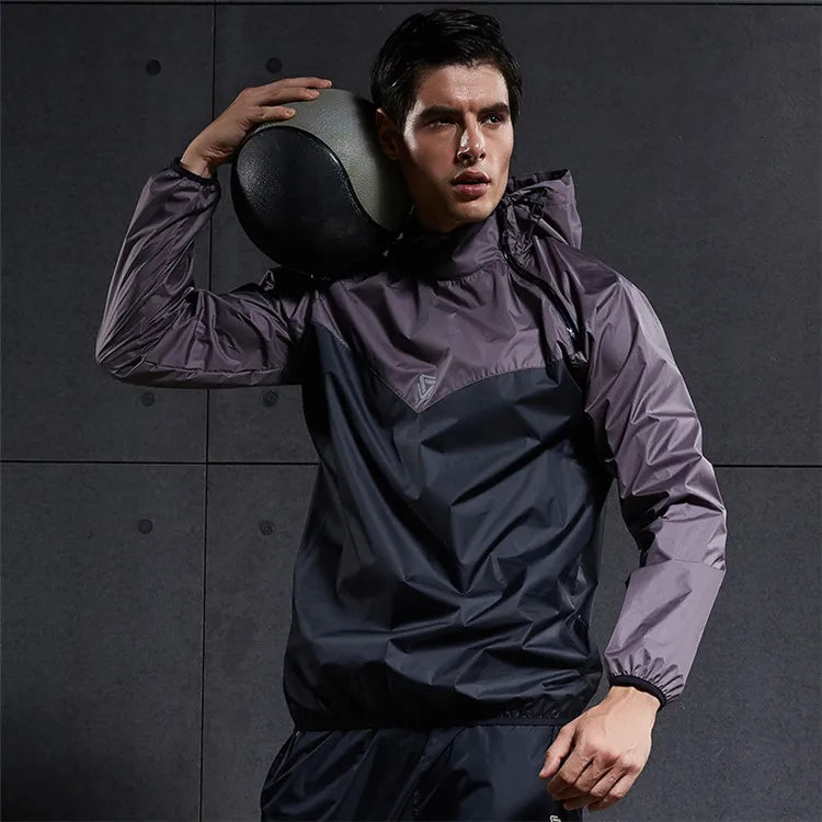 Vansydical Men Hot Sweat Sports Jackets Zipper Running Tops Windproof Outdoor Sport Hoodies Quick Perspiration Gym Sauna Clothes