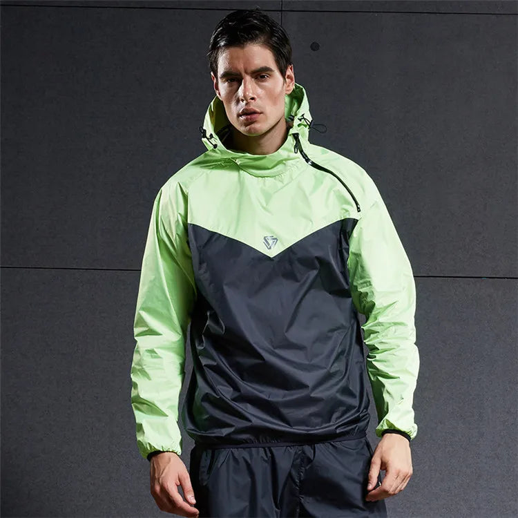 Vansydical Men Hot Sweat Sports Jackets Zipper Running Tops Windproof Outdoor Sport Hoodies Quick Perspiration Gym Sauna Clothes