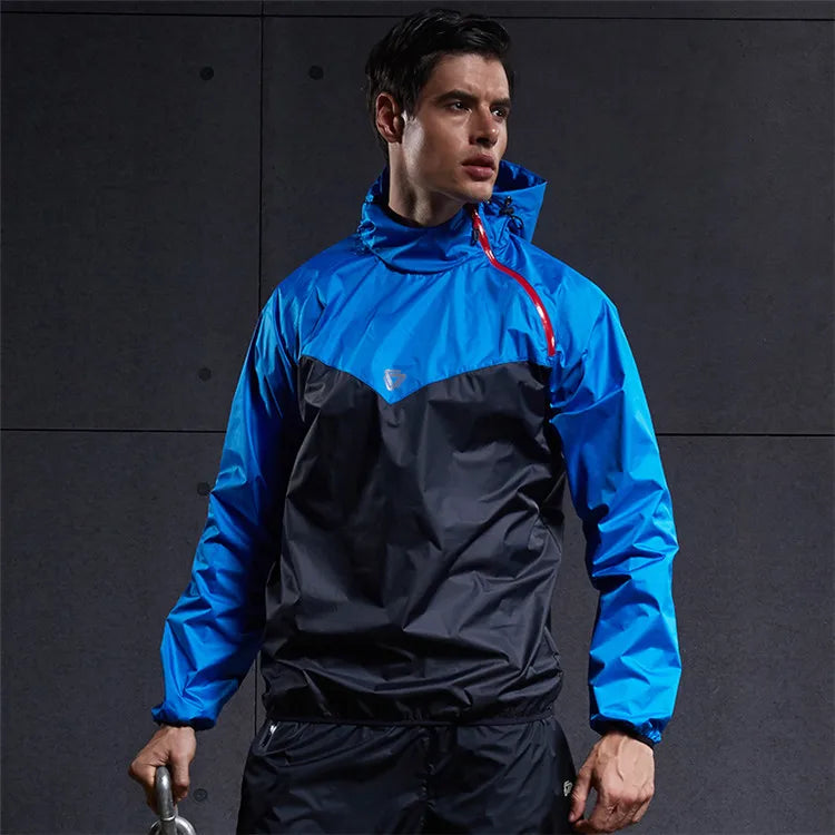 Vansydical Men Hot Sweat Sports Jackets Zipper Running Tops Windproof Outdoor Sport Hoodies Quick Perspiration Gym Sauna Clothes