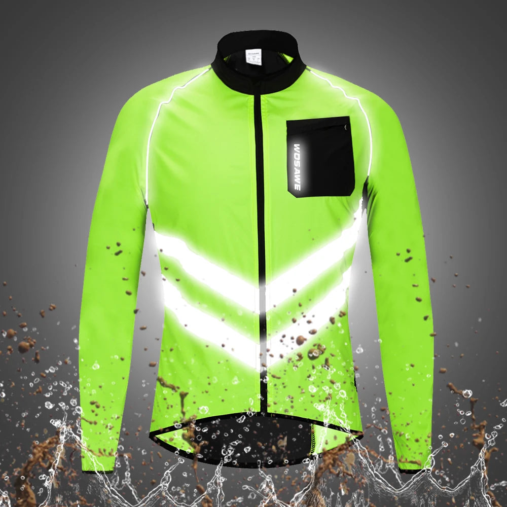 WOSAWE Windproof Running Sports Jacket Men Women Reflective Water Repellent MTB Cycling Jogging Gym Workout Top Windbreaker