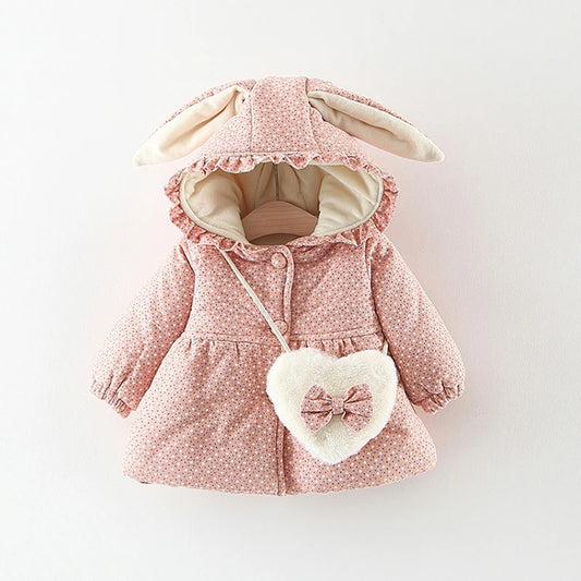 2023 Newborn baby girl clothes floral hooded cotton-padded jacket outerwear for 1 year baby birthday clothing girls outfits coat - ST Superstore
