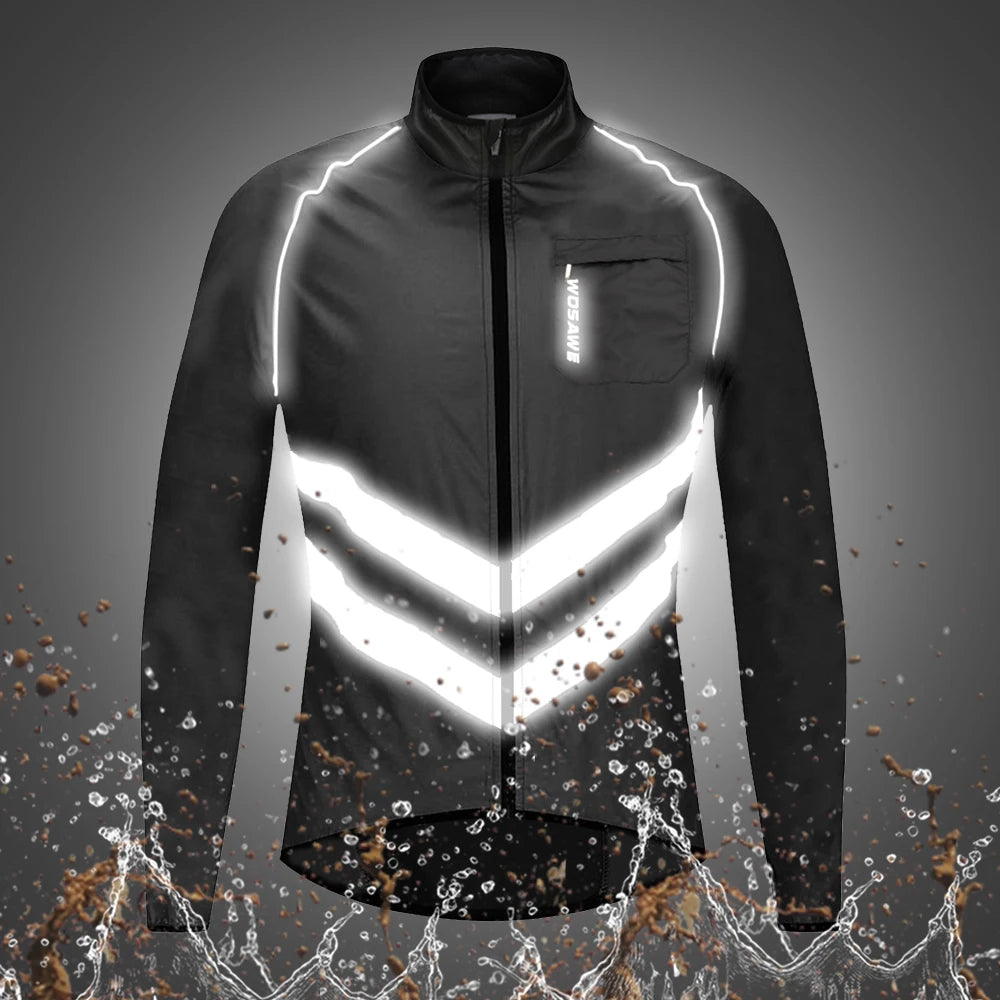 WOSAWE Windproof Running Sports Jacket Men Women Reflective Water Repellent MTB Cycling Jogging Gym Workout Top Windbreaker