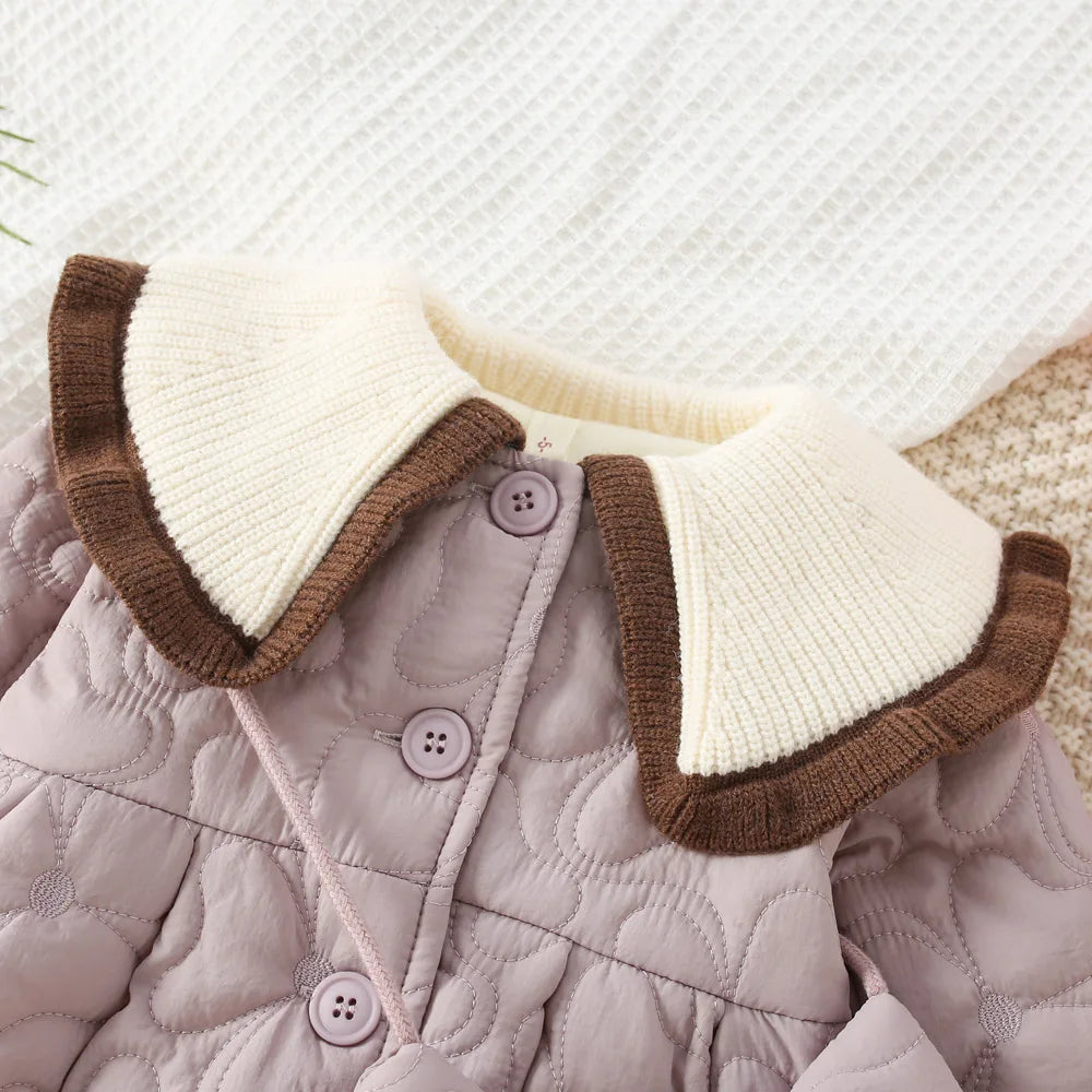 Winter New Simple Korean Style Children'S Long Sleeved Clothes, Thick And Warm Baby Girl Coat (9 Months -3 Years Old)