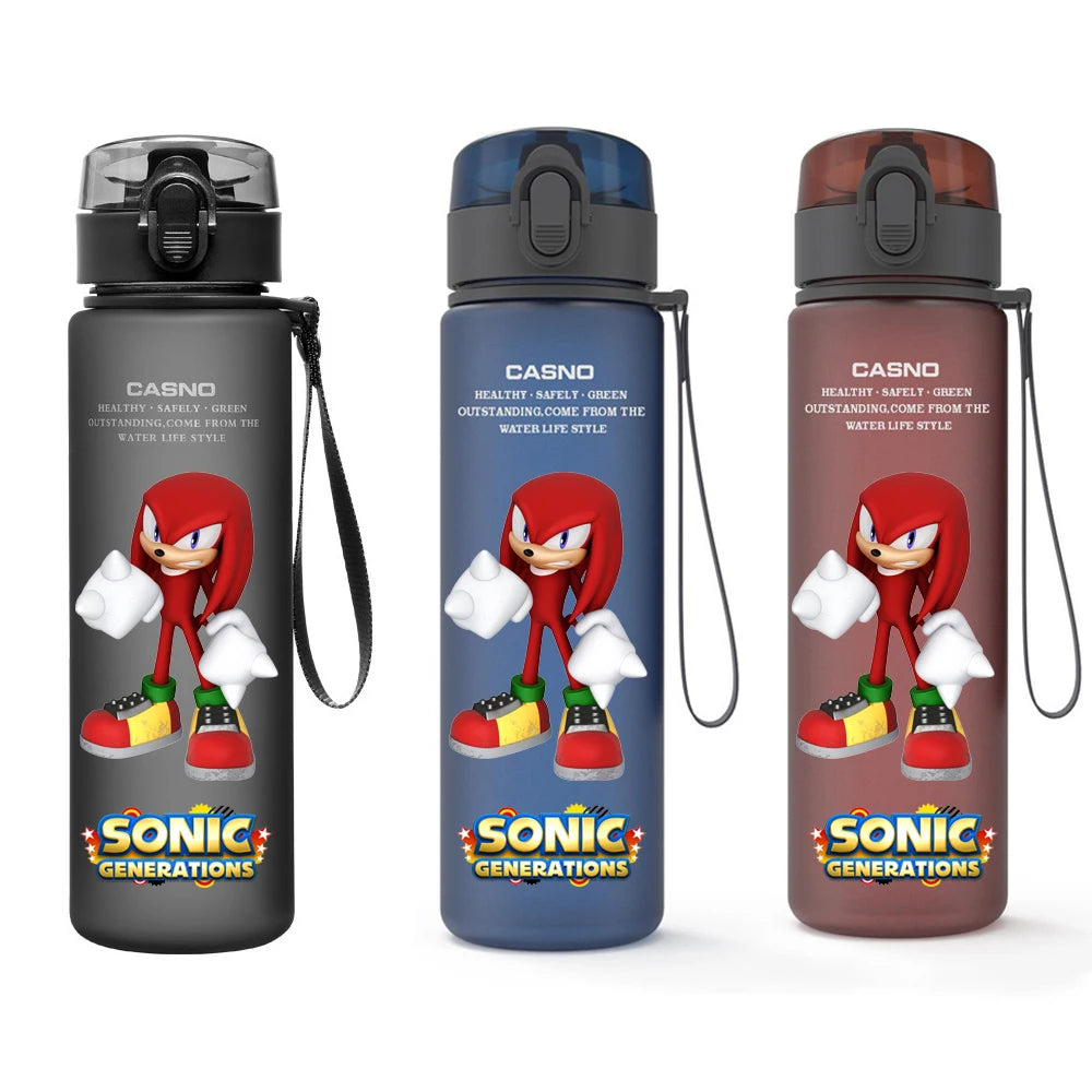 560ML Sonic Hedgehog Sports Water Bottle Portable Gym Travel Clear Leakproof Drinking Bottle Frosted Water Cup Gift for Friends