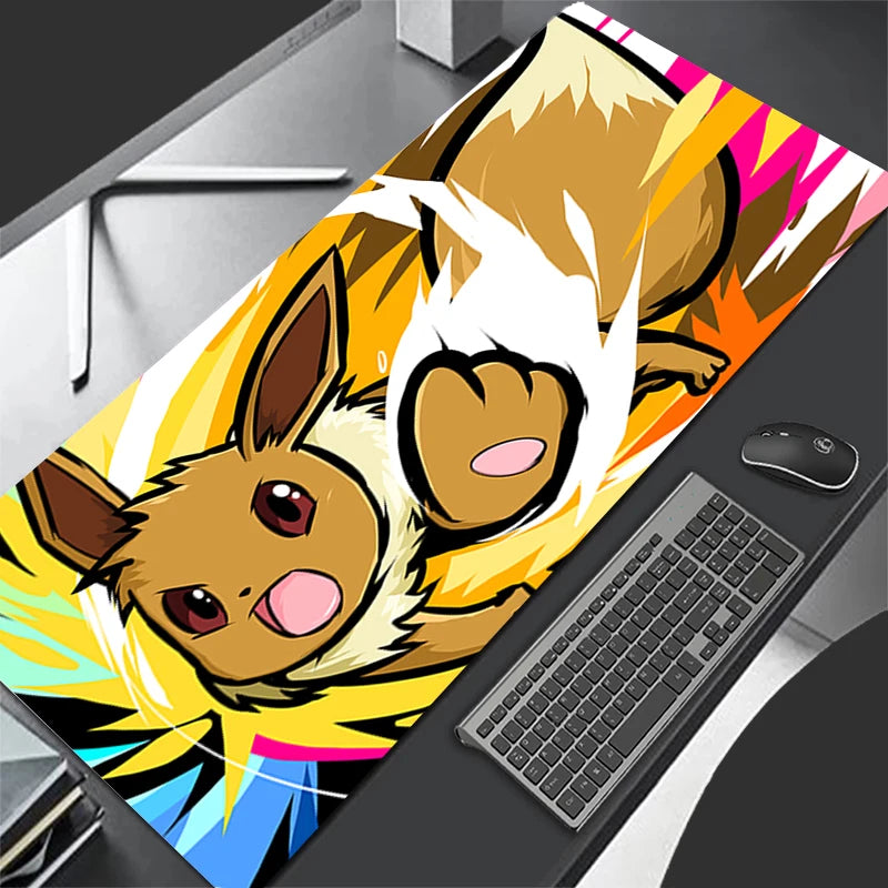 Mouse Pad Gaming Carpet Anime Keyboard Pads Rug Pokemon Eevee Mousepad Mouse Pads Laptop Extended Desk Mat for LOL Gamer Gift