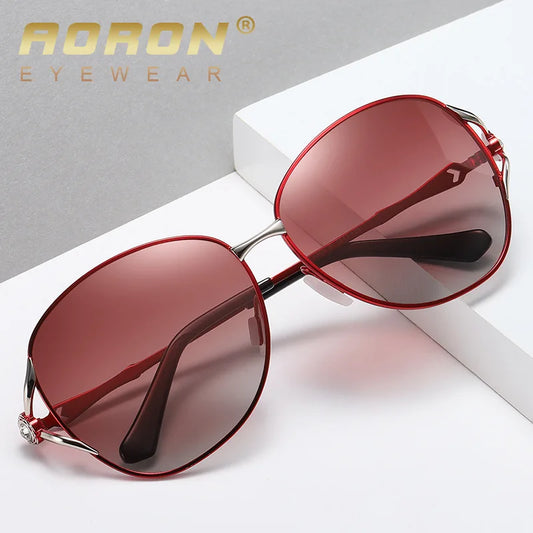 Auron new polarized women's sunglasses trend two-color gradual film sunglasses large frame diamond-encrusted glasses