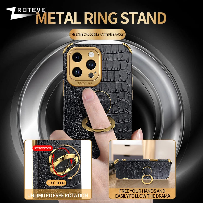 For iPhone 16 e 16e 15 14 13 12 11 Pro Max Zroteve Crocodile Leather Plating Silicone Cover For iPhone16 Plus iPhone13 Mini Case