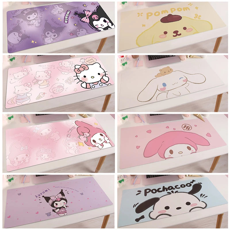 80/35cm Sanrio Hello Kitty Kuromi Office Desk Mat Melody Cinnamoroll Non-Slip Large Keyboard Mouse Pad Game Pads Pc Accessories