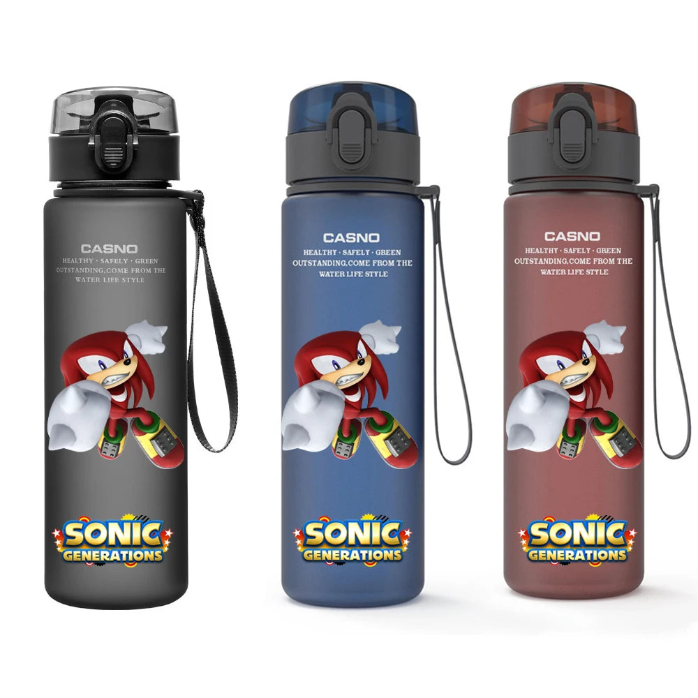 560ML Sonic Hedgehog Sports Water Bottle Portable Gym Travel Clear Leakproof Drinking Bottle Frosted Water Cup Gift for Friends