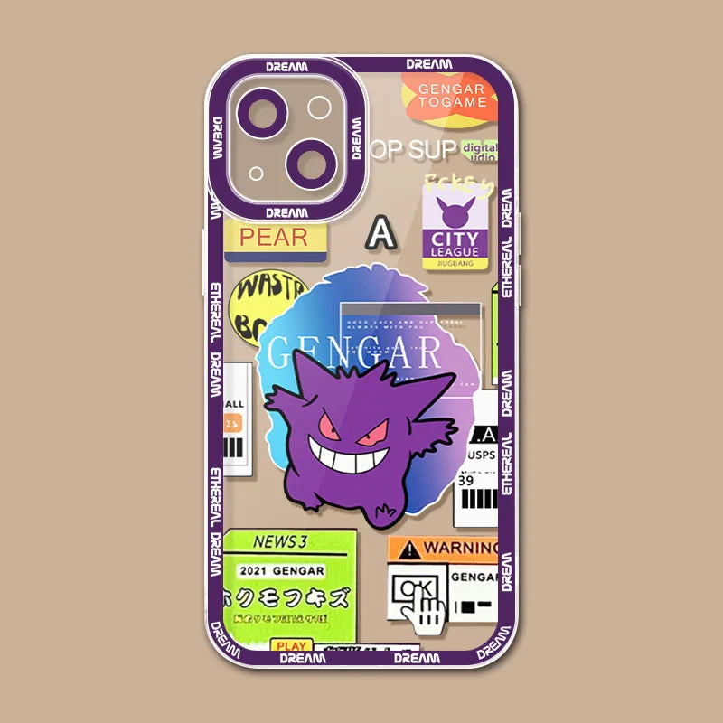 Luxury P-Pokemon Case For iPhone 16 Pro Max 15 14 Plus 13 12 11 Pro XR XS X 8 7 SE 2020 Soft Silicone Protective Clear Cover