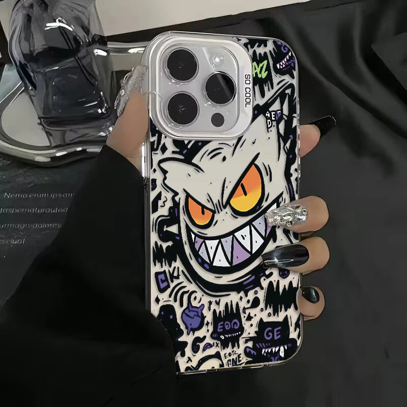 Black Cool Pokemon Gengar Phone Case For iPhone 15 14 13 12 16 Pro Max XR XSMAX 7 8 Plus 13 Mini Shockproof Silicone Hard Cover