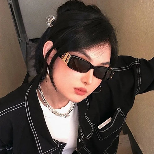 Korean Oversized Square Fashion Sunglasses for Women Sun Protection