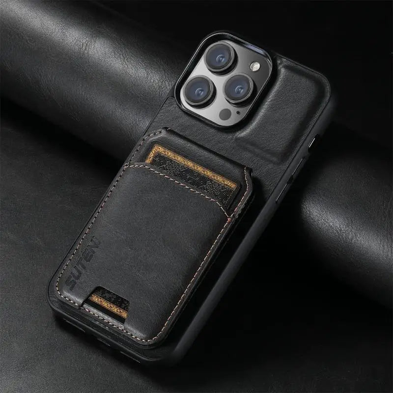 Leather Wallet Card Slots Pocket Phone Case For iPhone 16 15 14 13 12 11 Pro XS Max Plus X XR Invisible Holder Shockproof Cover