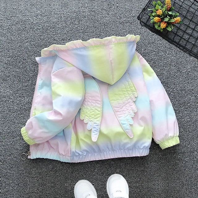 Spring Baby Girls Thin Jacket Korean Gradient Color Toddler Kids Jacket For Girls Coats Autumn Children Girls Hooded Trench Coat