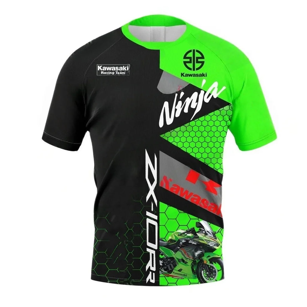 2025 New Kawasaki Motorcycle T-Shirt New Kawasaki T-Shirt Summer Riding T-Shirt Sunscreen Fast Drying Sweat Absorbing T-shirt