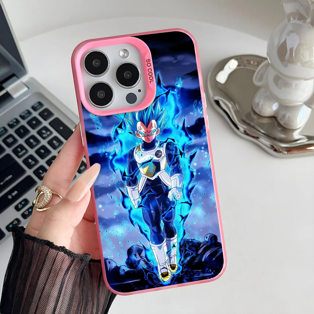Anime V-VegetaS Phone Case IMD Color Silver Shell For IPhone 16 15 14 13 12 11 Pro Max Plus