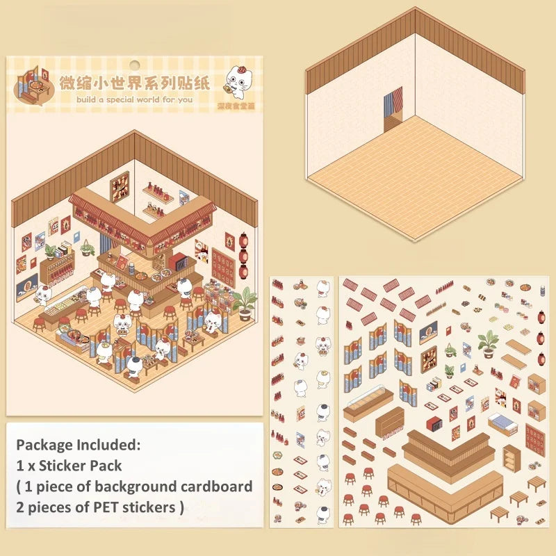 Plus Size 2.5D Cartoon Castle Town Landscape Sticker Scene DIY Toy Game Sticker Festival Birthday Gift for Kid Child Girl