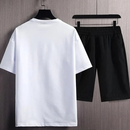 Summer Men's Casual Sports Suit City Printed Sports Outdoor Jogging Sweatshirt Sweatpants Breathable Quick Drying 2 Piece Suit - ST Superstore