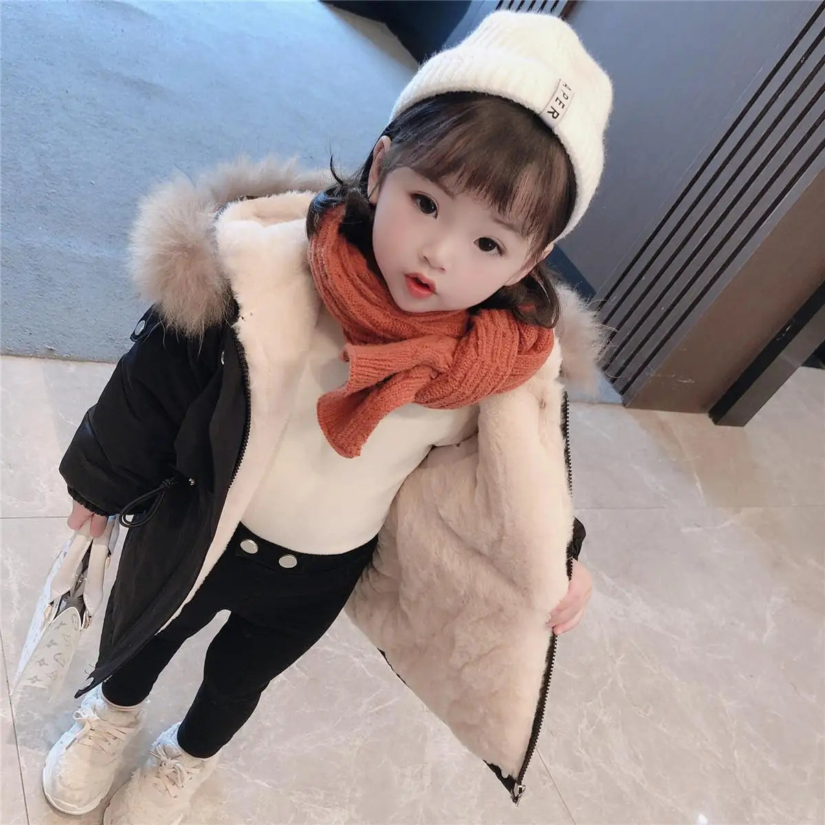 Girls Pie To Overcome Winter Cotton Jacket 2023 New Korean Version Children's Clothing Plus Velvet Thick Kids Coats -20 Degrees