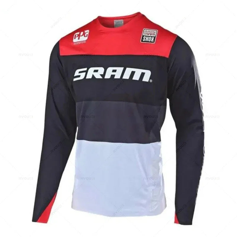 New Sram Downhill Jersey Man MTB Wear Summer Maillot Ciclismo Hombre DH MTB MX Motocross Jersey Off Road Mountain Enduro T-Shirt