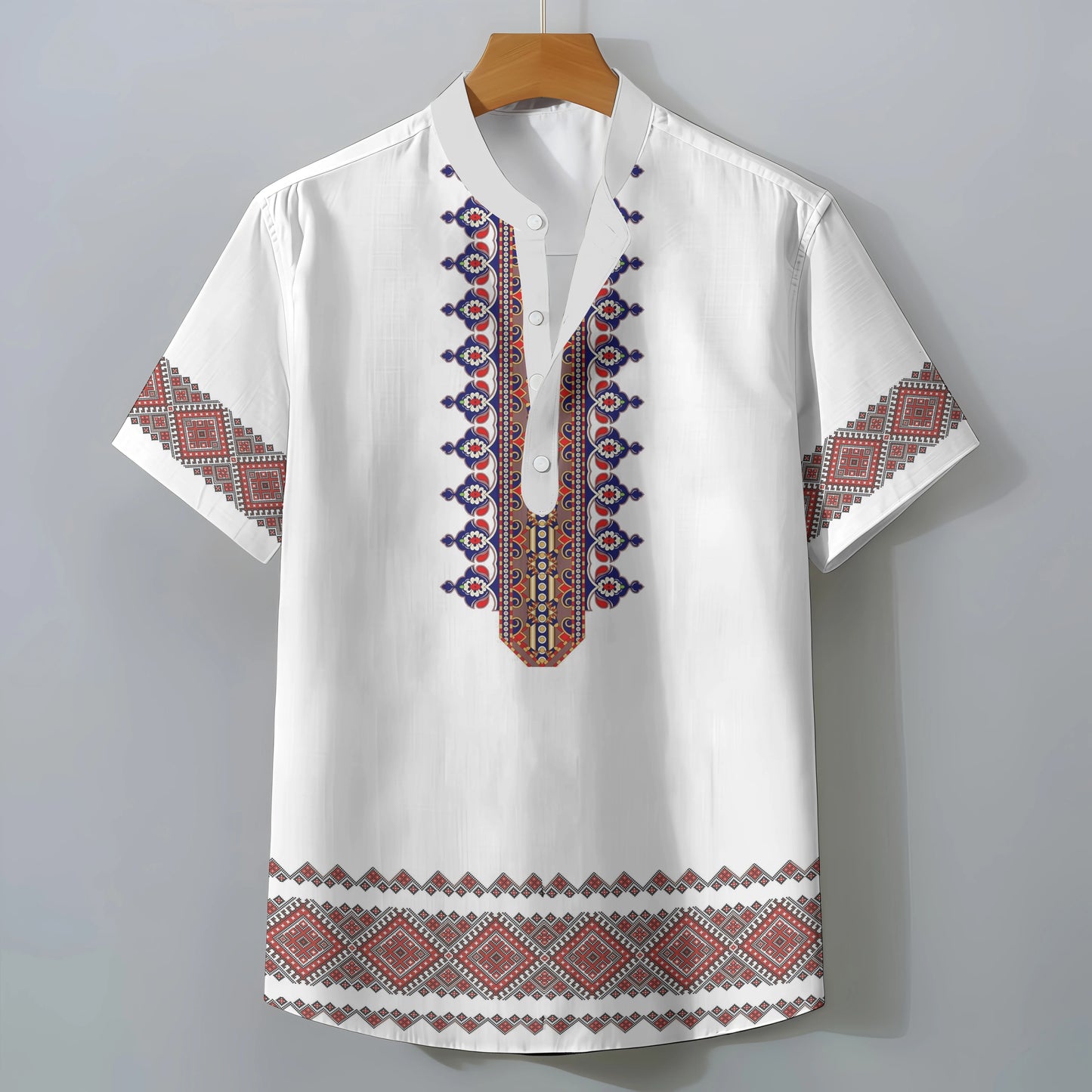 Retro Ethnic Style Short Sleeve Shirt Men's Clothing Casual Fashionable Clothing Comfortable Loose Oversized Summer Tops