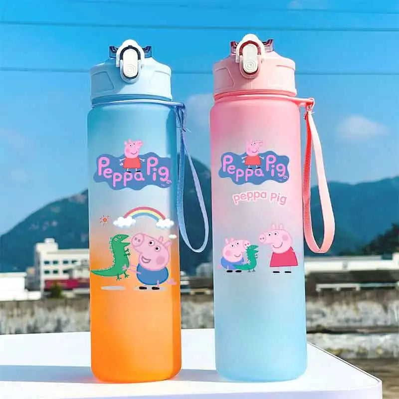 Peppa Pig 750ML Adult Sports Bullet Cap Direct Drinking Travel Plastic Bottle Children's Large Capacity Gradual Change Straw Cup