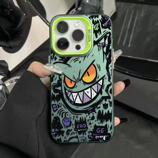 Black Cool Pokemon Gengar Phone Case For iPhone 15 14 13 12 16 Pro Max XR XSMAX 7 8 Plus 13 Mini Shockproof Silicone Hard Cover