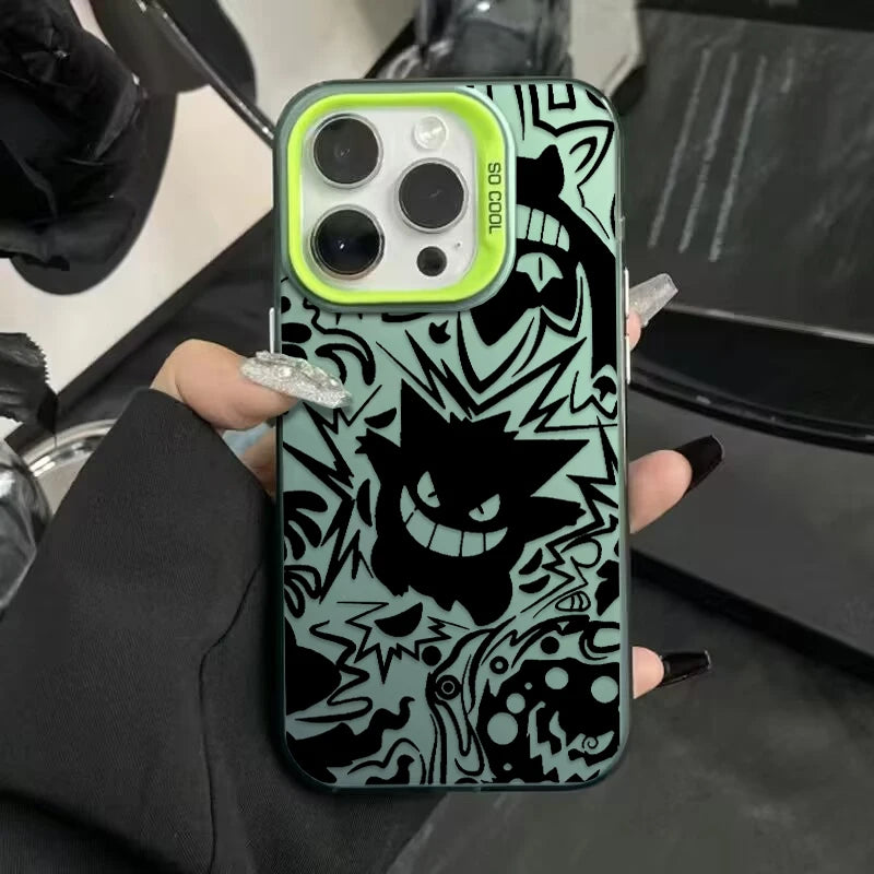 Black Cool Pokemon Gengar Phone Case For iPhone 15 14 13 12 16 Pro Max XR XSMAX 7 8 Plus 13 Mini Shockproof Silicone Hard Cover