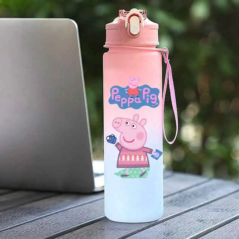 Peppa Pig 750ML Adult Sports Bullet Cap Direct Drinking Travel Plastic Bottle Children's Large Capacity Gradual Change Straw Cup