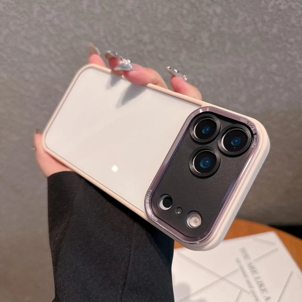 Luxury Hard Acrylic Transparent Case for iPhone 17 Air 13 14 15 16 17 Pro Max Plus 12 11 Lens Film Protection Shockproof Cover