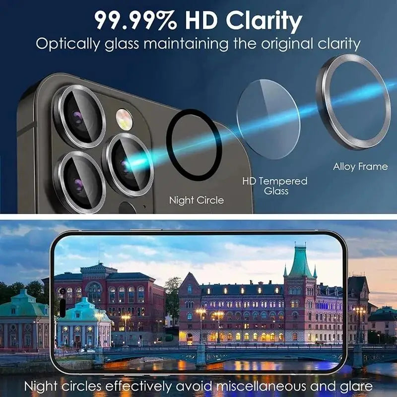 Lens Tempered Glass Protector For IPhone 16 15 14 Plus For 13 Mini For IP 13 14 15 16 Pro Max on Lens Cover Film Black Silvery