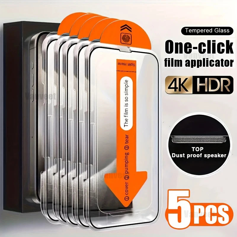 Tempered Glass Screen Protector For iPhone 16 15 14 13 12 11 Pro Max 16e Protective Film iPhone16 Pro Max XR X XS Max 7 8 16Plus