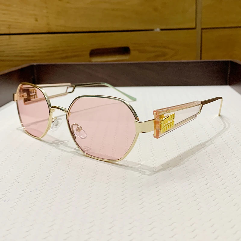 New Metal Full Frame Sunglasses Personalized Hollow Glasses Men And Women's Same Texture Sunscreen Sunglasses 98116