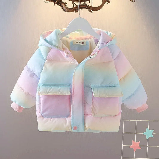 New Fashion Colorful Unicorn Jackets For Girls Coat Winter Warm Hooded Parka Snowsuit Cute Wing Children Outerwear Clothing - ST Superstore
