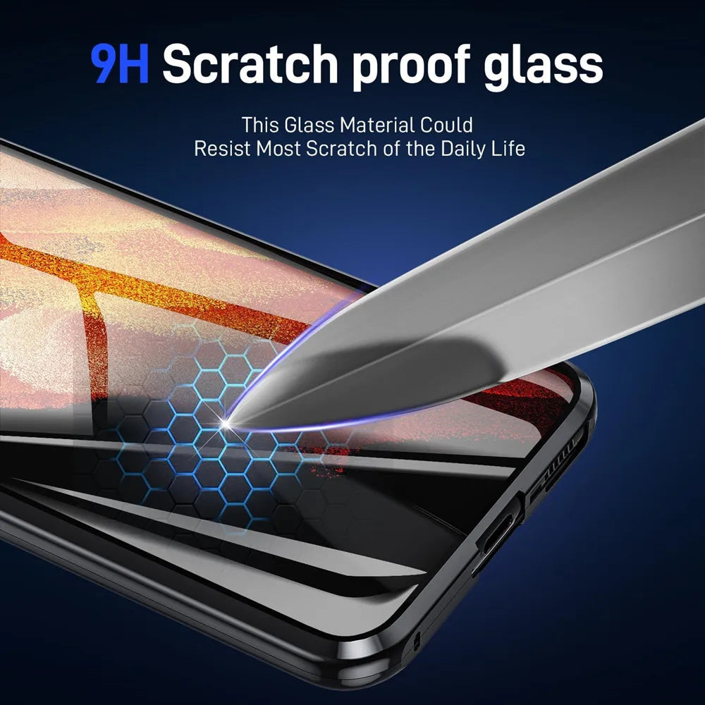 Double-sided Glass Magnetic Phone Case For Samsung Galaxy S25 Ultra S24 FE S23 Plus S22 Ultra S21 S20 A16 360 Full Protect Case
