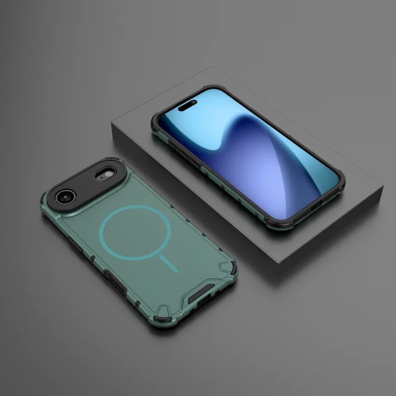Rugged Armor For Magsafe Case For iPhone 17 Air 16 15 14 13 12 11 17 Pro Max Plus Wireless Charge Matte Bumper Shockproof Cover