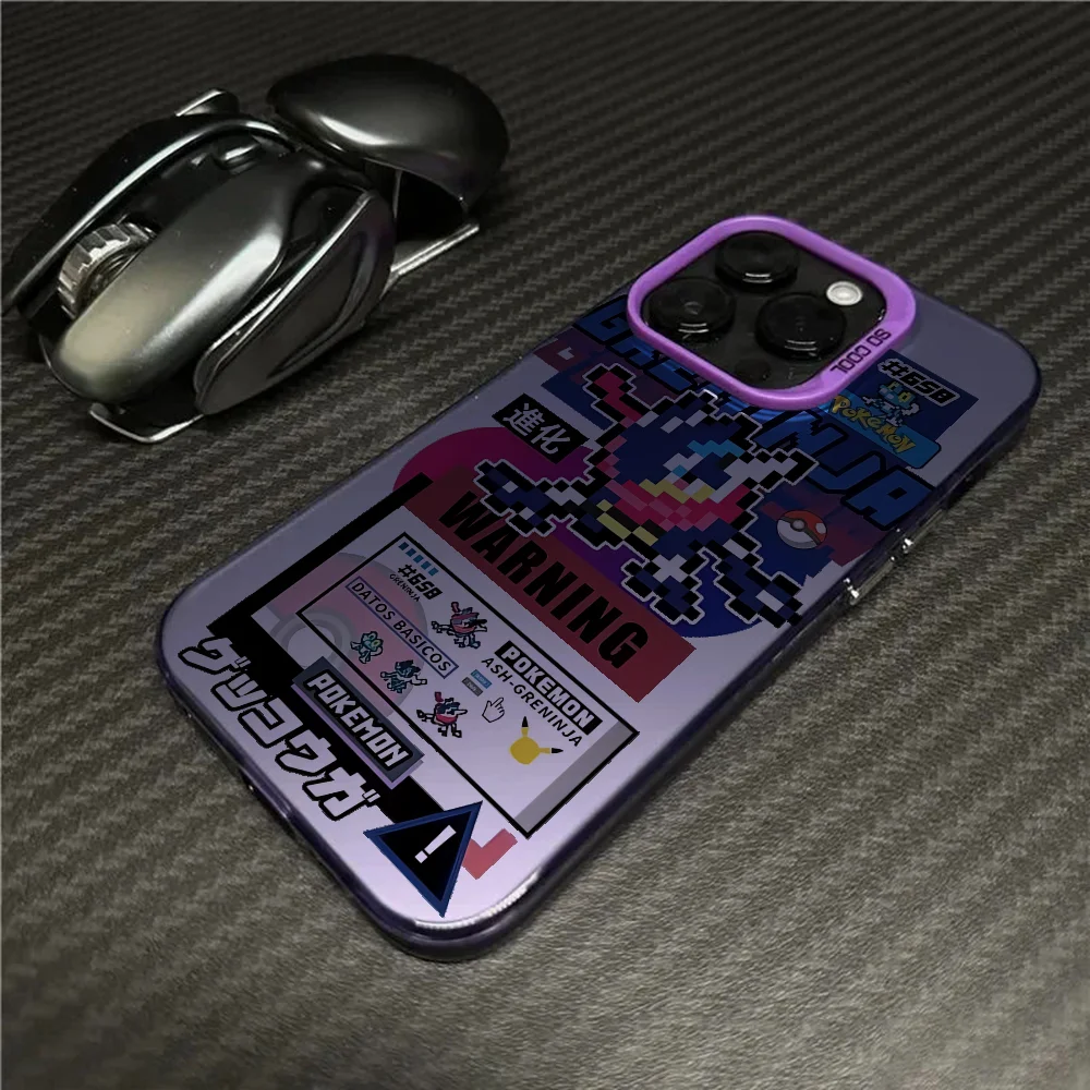 Mewtwo Greninja Cute Phone Case For IPhone 16 Pro Max 15 14 13 12 11 Plus Multicolor Aurora Laser Shockproof Funda