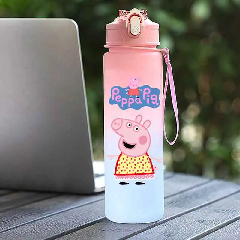 Peppa Pig 750ML Adult Sports Bullet Cap Direct Drinking Travel Plastic Bottle Children's Large Capacity Gradual Change Straw Cup