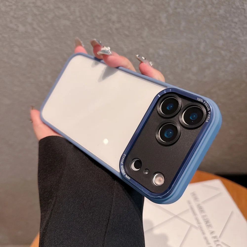 Luxury Hard Acrylic Transparent Case for iPhone 17 Air 13 14 15 16 17 Pro Max Plus 12 11 Lens Film Protection Shockproof Cover
