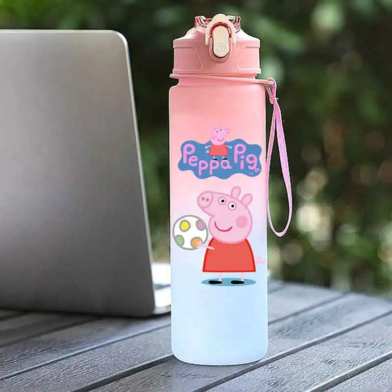 Peppa Pig 750ML Adult Sports Bullet Cap Direct Drinking Travel Plastic Bottle Children's Large Capacity Gradual Change Straw Cup