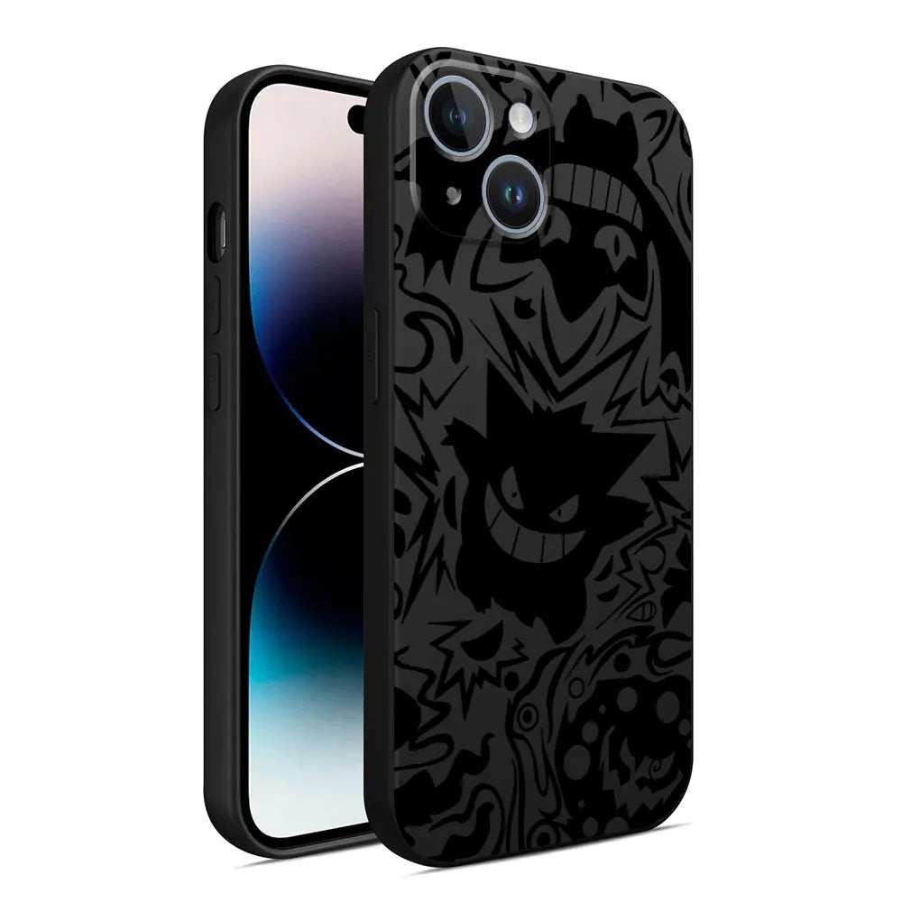 Pokemon Gengar Phone Case for iPhone 15 Plus 8 Plus 7 6s 14 Pro Max SE XS X XR 11 12 Mini 13 Pro XS Max Armor Black Soft Cover