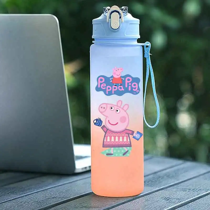 Peppa Pig 750ML Adult Sports Bullet Cap Direct Drinking Travel Plastic Bottle Children's Large Capacity Gradual Change Straw Cup