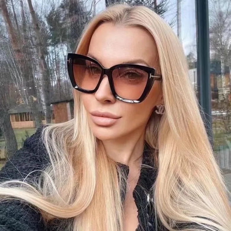 Brand Designer Cat Eye Sunglasses W omen Vintage 2025 High Quality Sun Glasses Fashion Big Frame Cool Sexy Female Oculos