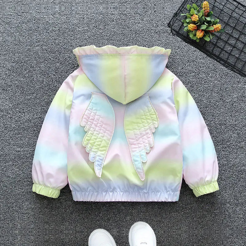 Spring Baby Girls Thin Jacket Korean Gradient Color Toddler Kids Jacket For Girls Coats Autumn Children Girls Hooded Trench Coat